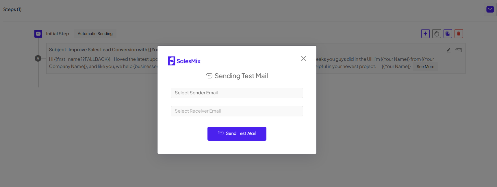 Test Mail in SalesMix