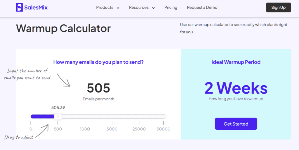 Warmup Period Calculation SalesMix