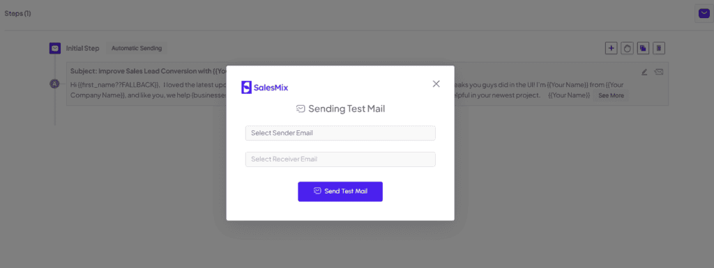 Sending Test Mail in SalesMix