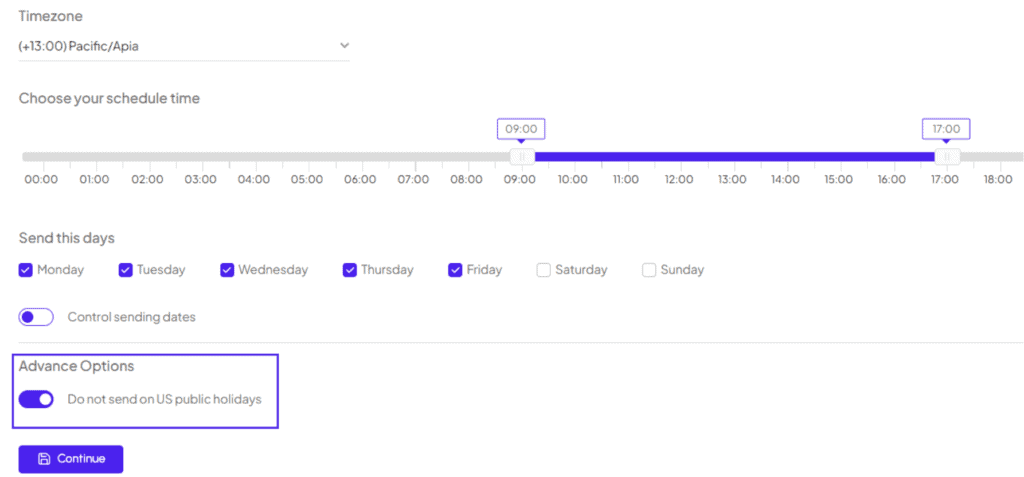 Avoid cold email scheduling on US Holidays with SalesMix